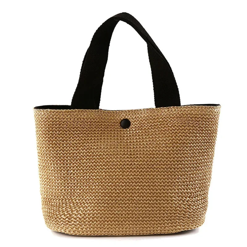 Fsahion Woven Ladies Straw Woven Handbag for Women's Holiday Beach Casual Tote Top-Handle Bags Handmade Retro Shoulder Bags 2024