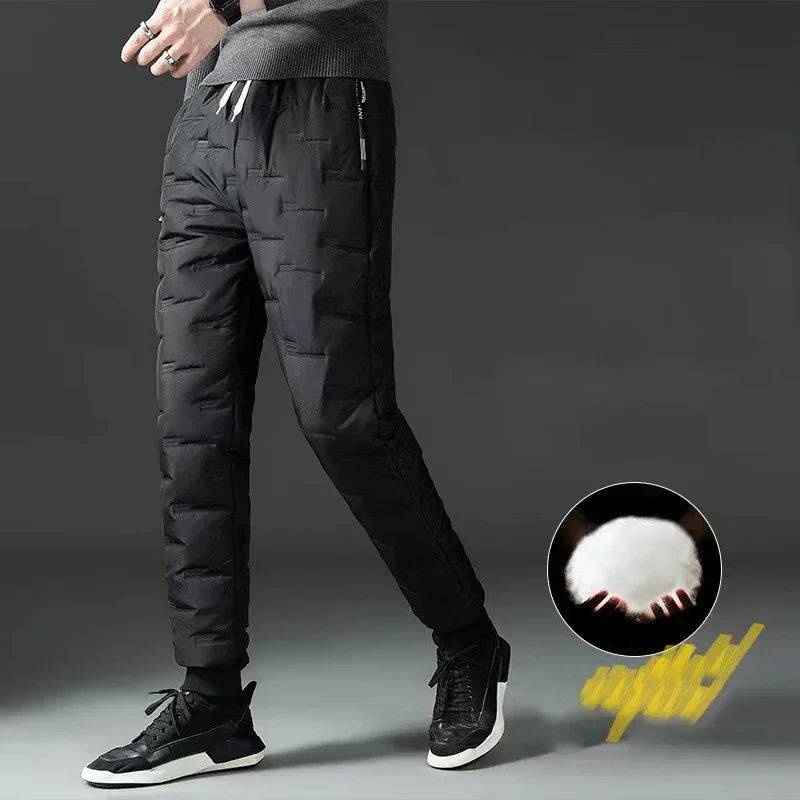 Pantalon d'hiver en coton polaire d'agneau, design tendance, coupe ajustée, chaud, coupe-vent, pour personnes d'âge moyen et âgées, pantalon de sport à jambe droite