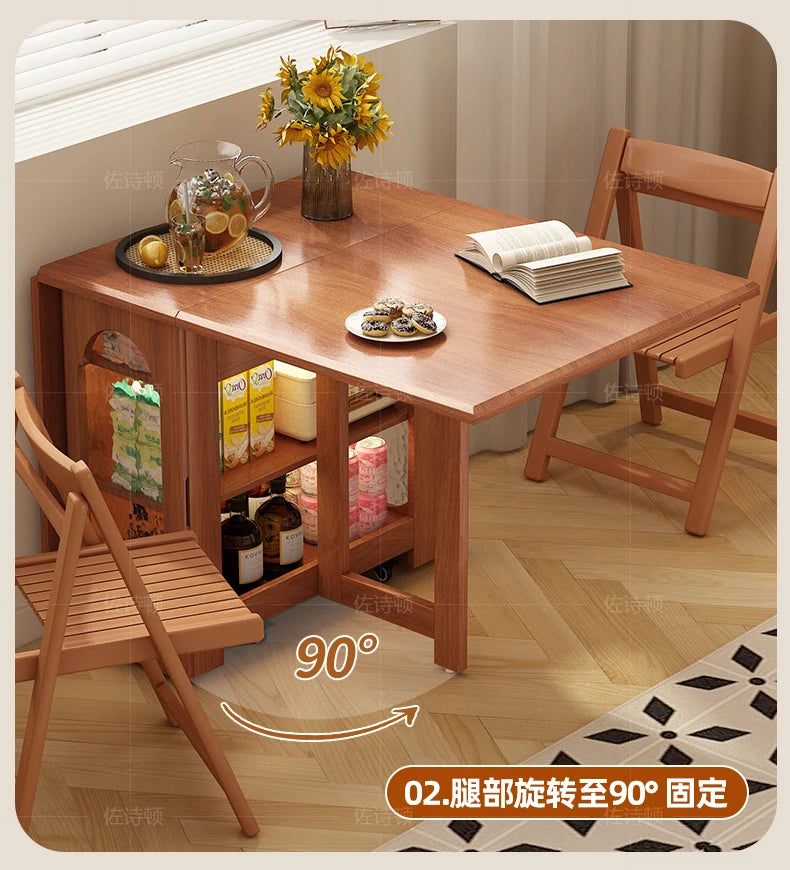 Wood Modern Dining Room Sets Extensible Space Saving Portable Chairs Folding Table Rectangular Mesa Plegables Home Furniture