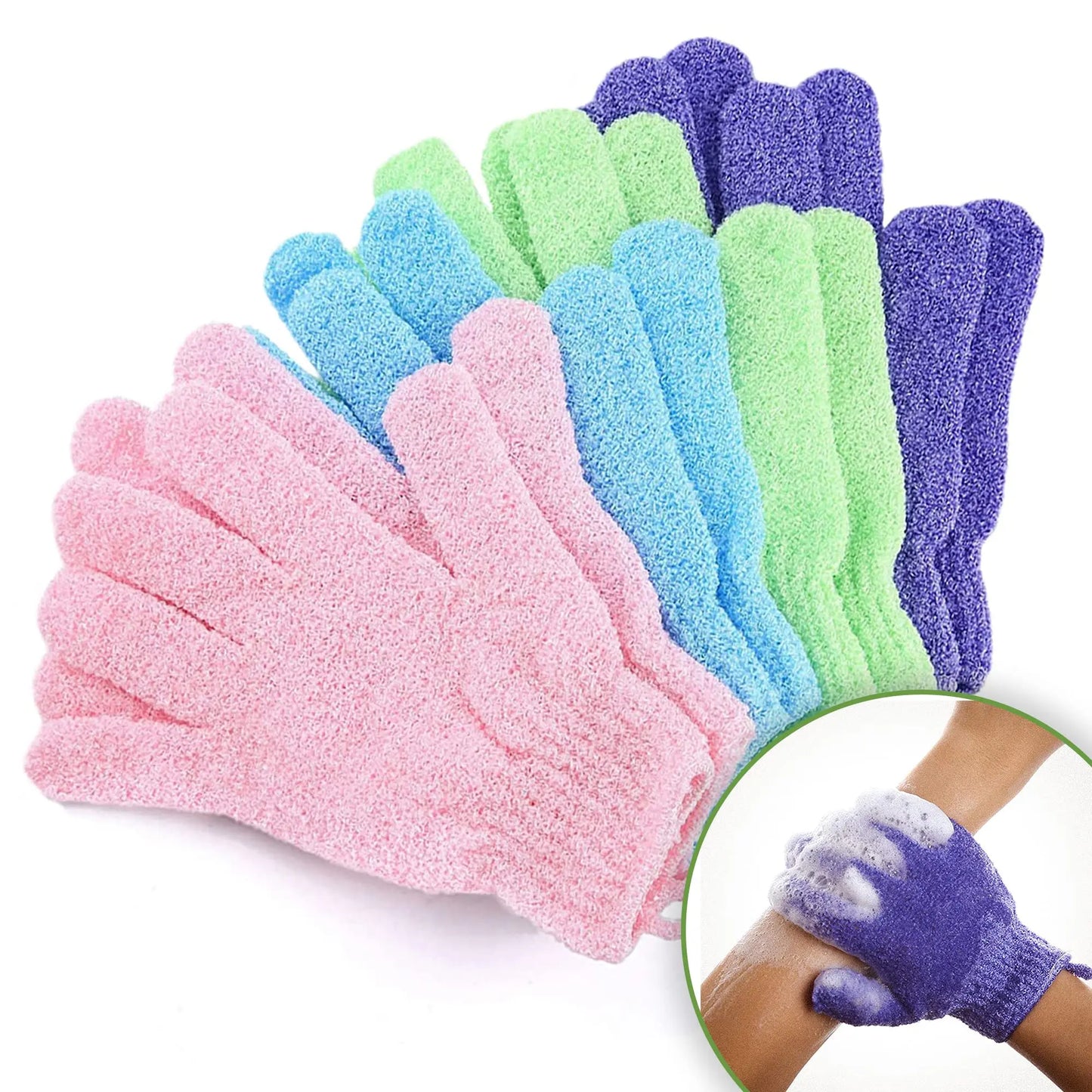 10pcs Colourful Exfoliating Gloves, Bath Gloves For Shower, Double Sided Exfoliating Gloves, For Spa, Massage And Body Scrubs