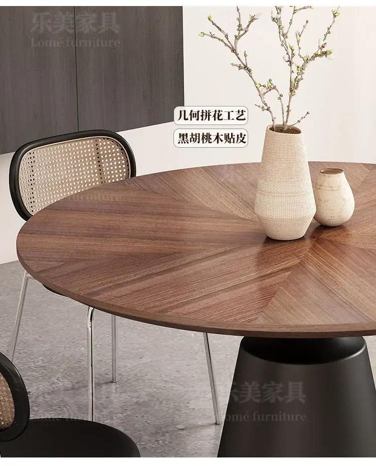 Italian Minimalist Dining Room Sets Black Dining Table Retro Restaurant Wooden Round Table Table A Manger Kitchen Furniture