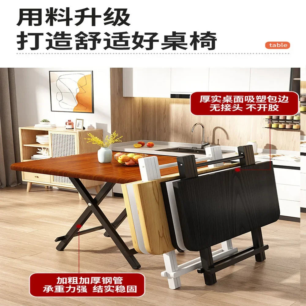 Portable Folding Table 60/70CM Modern Simple Living Room Dinning Set Furniture Solid Wood Restaurant Kitchen Table Folding Chair