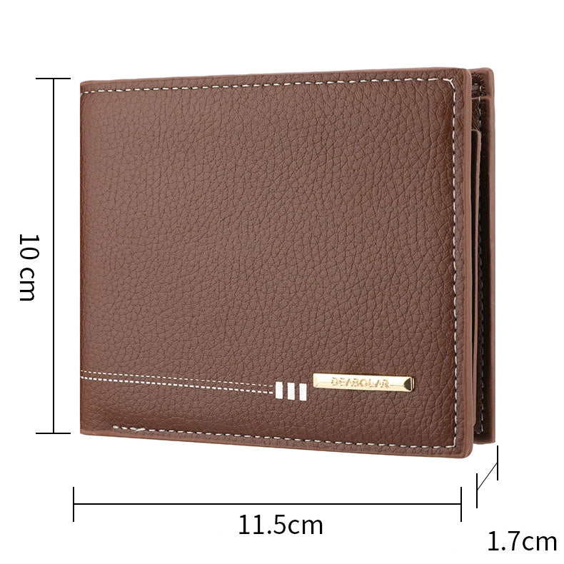 New Men's Wallet Credit Card Holder Zipper Coin Purse High-Quality Lychee Pattern Business Short Wallet for Men Business Wallet