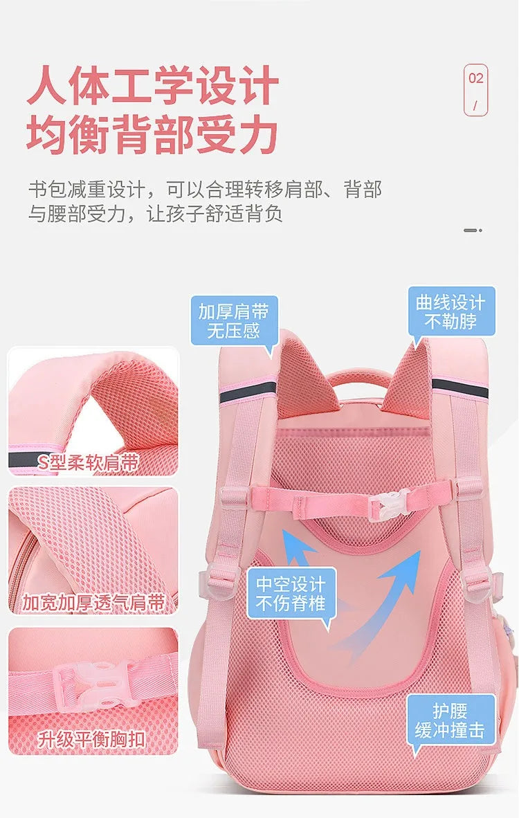 New Type of Lightweight Backpack Primary School Girls Children's Backpack Large Capacity Spine Protection Wholesale Waterproof