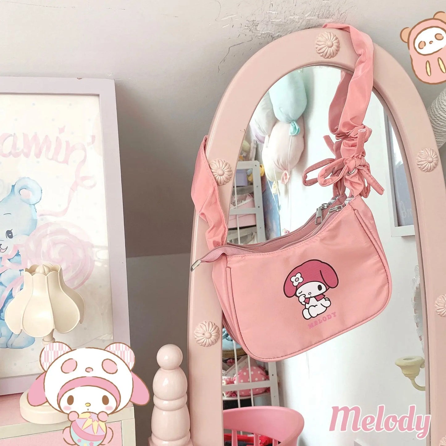 Sanrio Hellokitty Kuromi Cinnamorol Mymelody Pochacco Armpit Bag Kawaii Shoulder Bag Casual Allmatch Tote Women Commuter Handbag