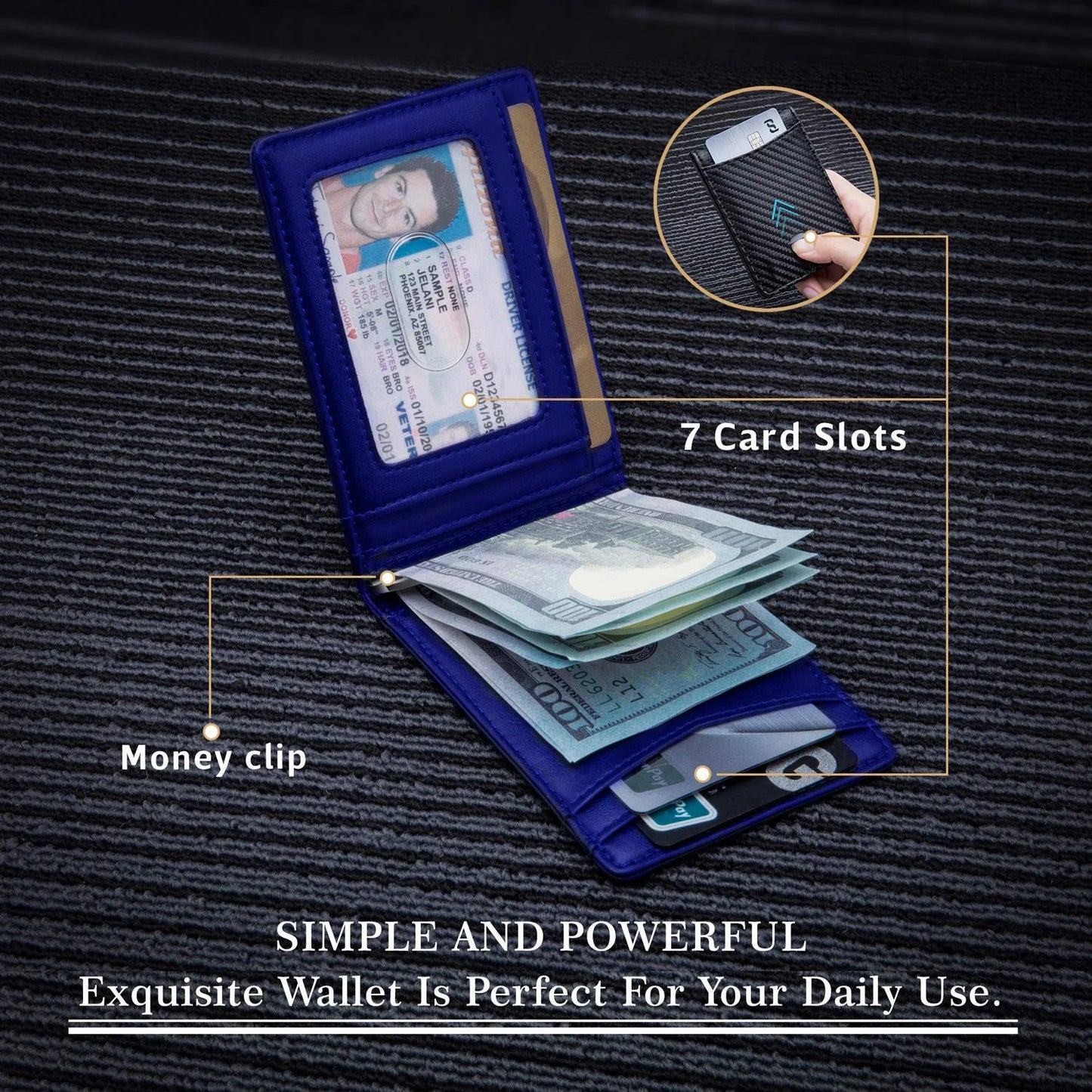 Synthetic Leather Slim Smart Wallet for Men Credit Card Holder Money Clip RFID Blocking Men Thin Bifold Wallet Walet Money Bag