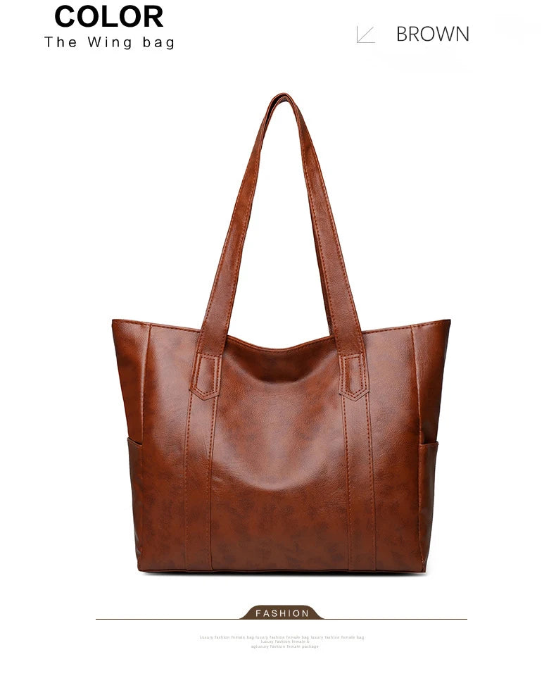 TRAVEASY 2024 Casual PU Leather Large Capacity Tote Bags for Women Fashion Solid Color Zipper Female Shoulder Bag Ladies Handbag