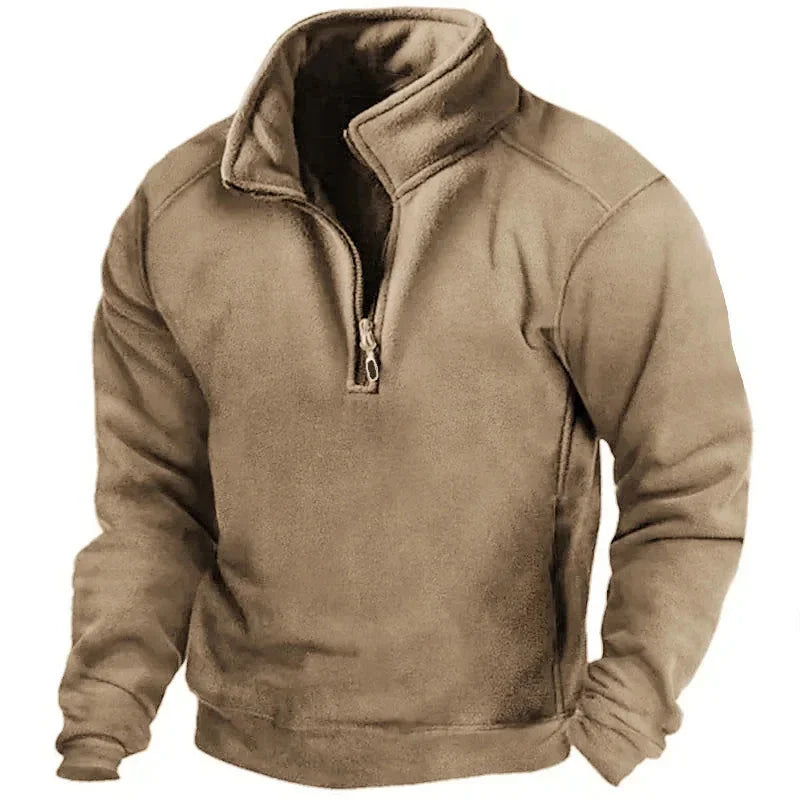 Men's Long Sleeve V-neck Sweatshirt Fleece Warm Tactical Pullover Training Shirt Cross-border Men's Wear Casual Scene