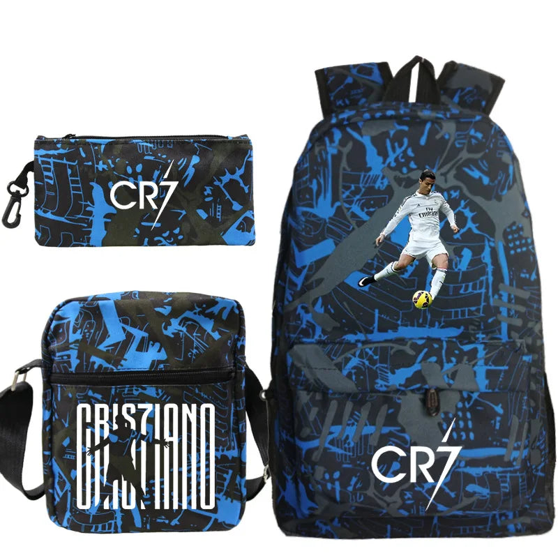 New 3pcs CR7 Backpacks Simple Style Lightweight Boys Girls School Bags Capacity Teens Laptop Backpack Women Men Travel Mochilas