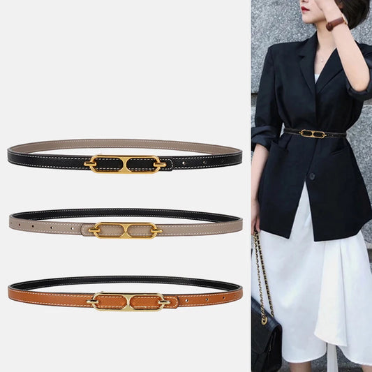 Casual Basic Porous Adjustable Double Sided Use Thin Belts For Women