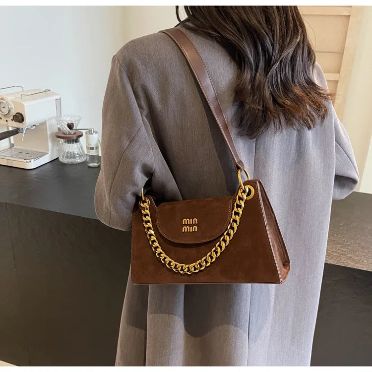 Metal Letter Designer Brand Handbags Top Handle Luxury Shoulder Bags Solid Color Elegant Crossbody Bags Fashion Bags For Women