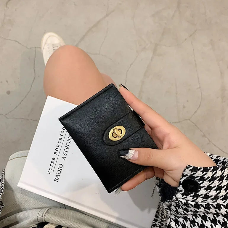 Women's Short Wallet Black Brown Minimalist Versatile Compact Card Bags Coin Purse Money Wallet Monedero Mujer Billetera 지갑