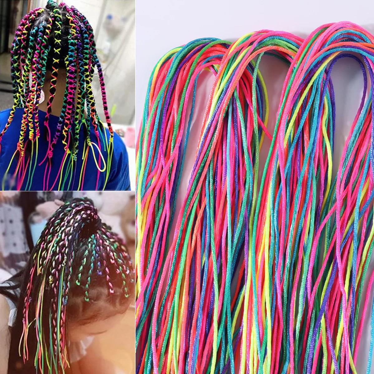 30Pcs Colorful Girls Hair Braids Rope Strands for African Braids 90CM Girls DIY Ponytail Braids Women Styling Hair Accessories