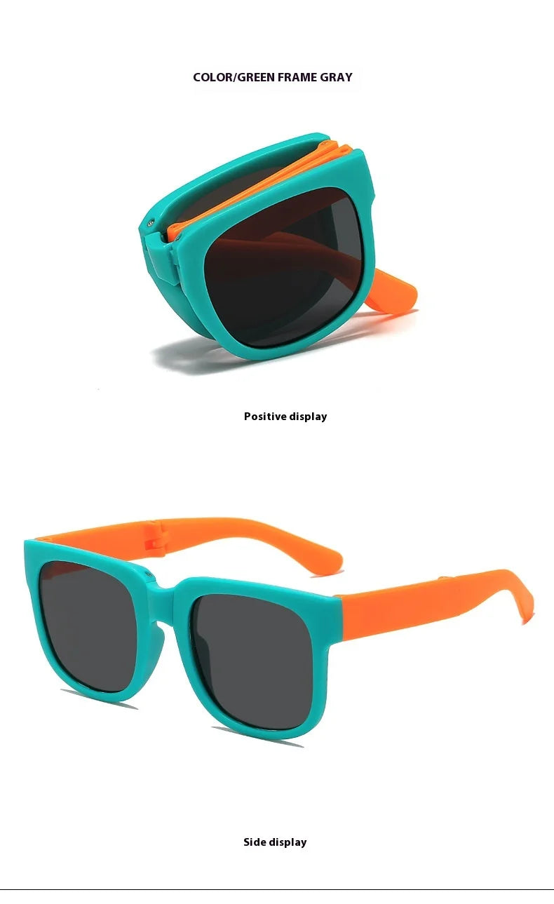 Folding Fashionable UV Resistant Baby Sunglasses New Box Art Children's Glasses Trend