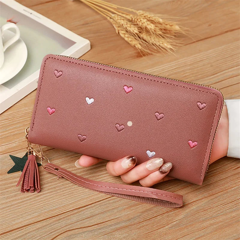 Women Long Wallets Purses Luxury Love Heart Wallets for Ladies Girl Money  Pocket Card Holder Female Wallets Phone Clutch Bag