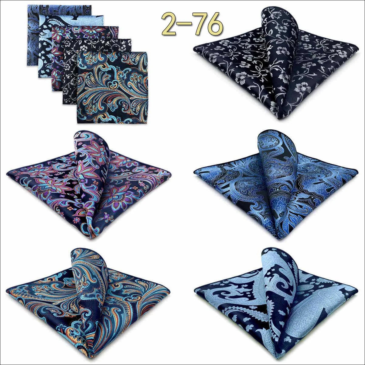 5 Pieces Mens Pocket Squares Wedding Handkerchiefs Set Fashion Formal Bundle Luxury Unique