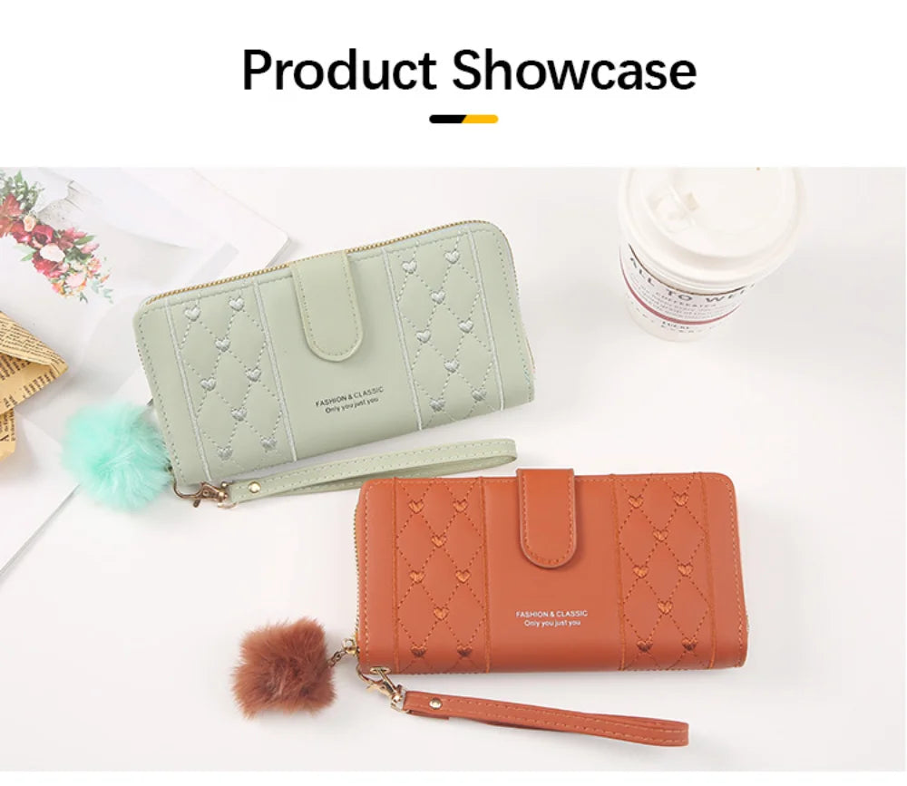 Women Long Wallet Pu Leather Card Holder Large Capacity Hasp Zipper Coin Purse Multi Card Organizer Cell Phone Wristlet Handbag