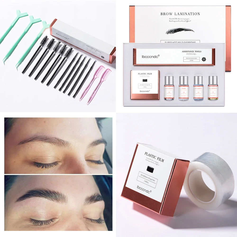 Kit de plastification des sourcils Pro Brow Lift Perming avec film alimentaire Nutrition Keratin Perming Lotion pour usage domestique