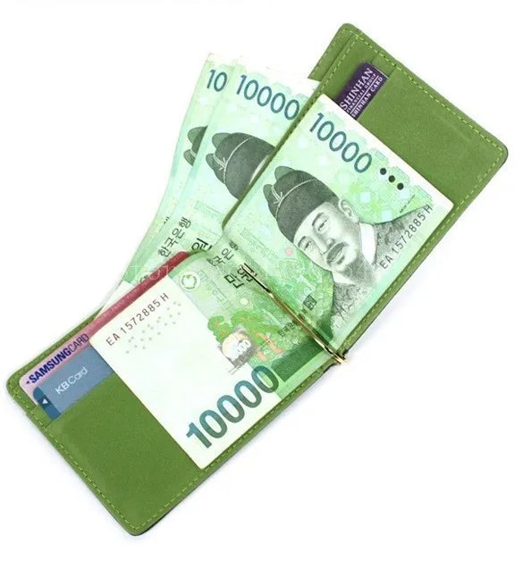 Leather Men Money Clips Metal Solid Wallets Credit Dollar Purses Money Holder portafoglio Wallet for Male Minimalist Card Holder