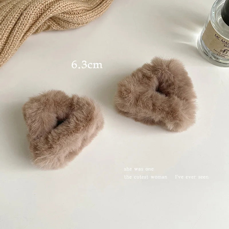 Plush Cat Ears Hair Clips For Women Girls Lamb Cashmere Hairpin Forehead Bangs Clip Fluffy Children New Winter Hair Accessories