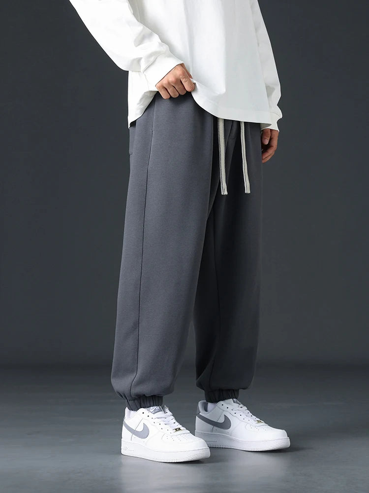 Big Size Men Sweatpants Spring Autumn Casual Baggy Jogger Pants String Banding Solid Color Sportswear Cotton Loose Trousers 8XL