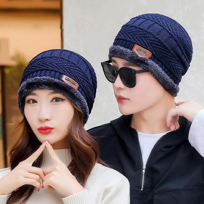 Winter Hats Knit Cap Men And Women Velvet Hat Coral Fleece Scarf Outdoor Riding Hat Warm Thickening Plus Velvet Neck Protect Cap