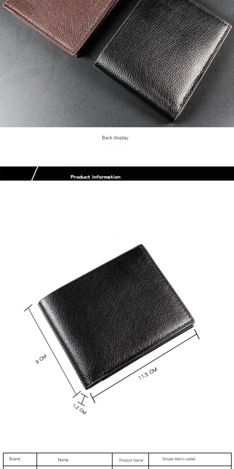 Men's Wallet Genuine Leather Men Wallets Premium Product Real Cowhide Wallets for Man Short Black Walet Portefeuille Homme