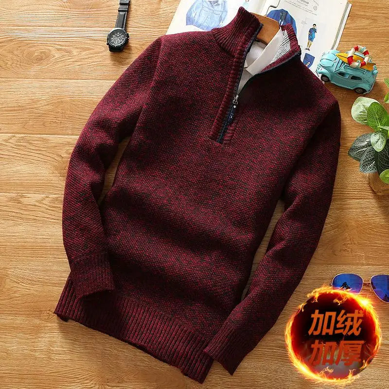 Nouveaux pulls automne hiver pull en tricot hommes fermeture éclair vêtements d'extérieur coréen décontracté streetwear col roulé chemisier froid Hombre pulls