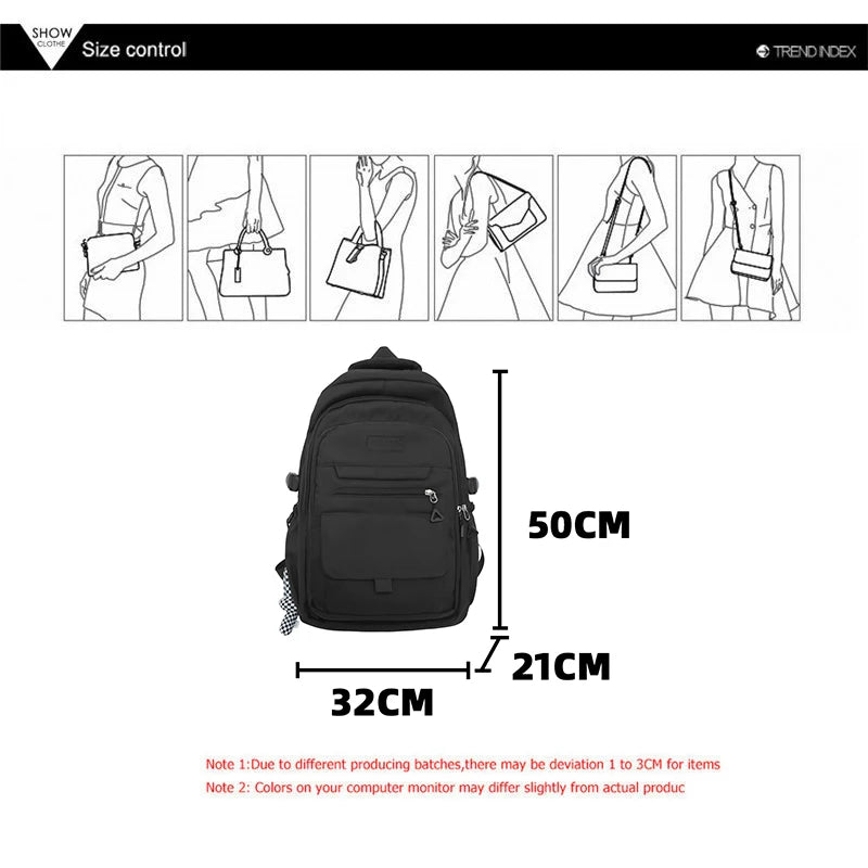 New Simple Student Bag Solid Color Schoolbag Youth Large Capacity Travel Backpack High Quality Canvas Schoolbag Fashion Backpack