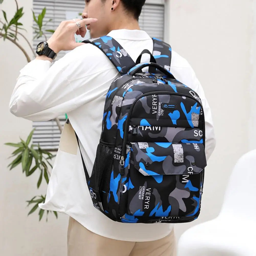 Student Backpack Camouflage Breathable Strap Large Capacity Lightweight Bookbag School Bag for Outdoor Travel