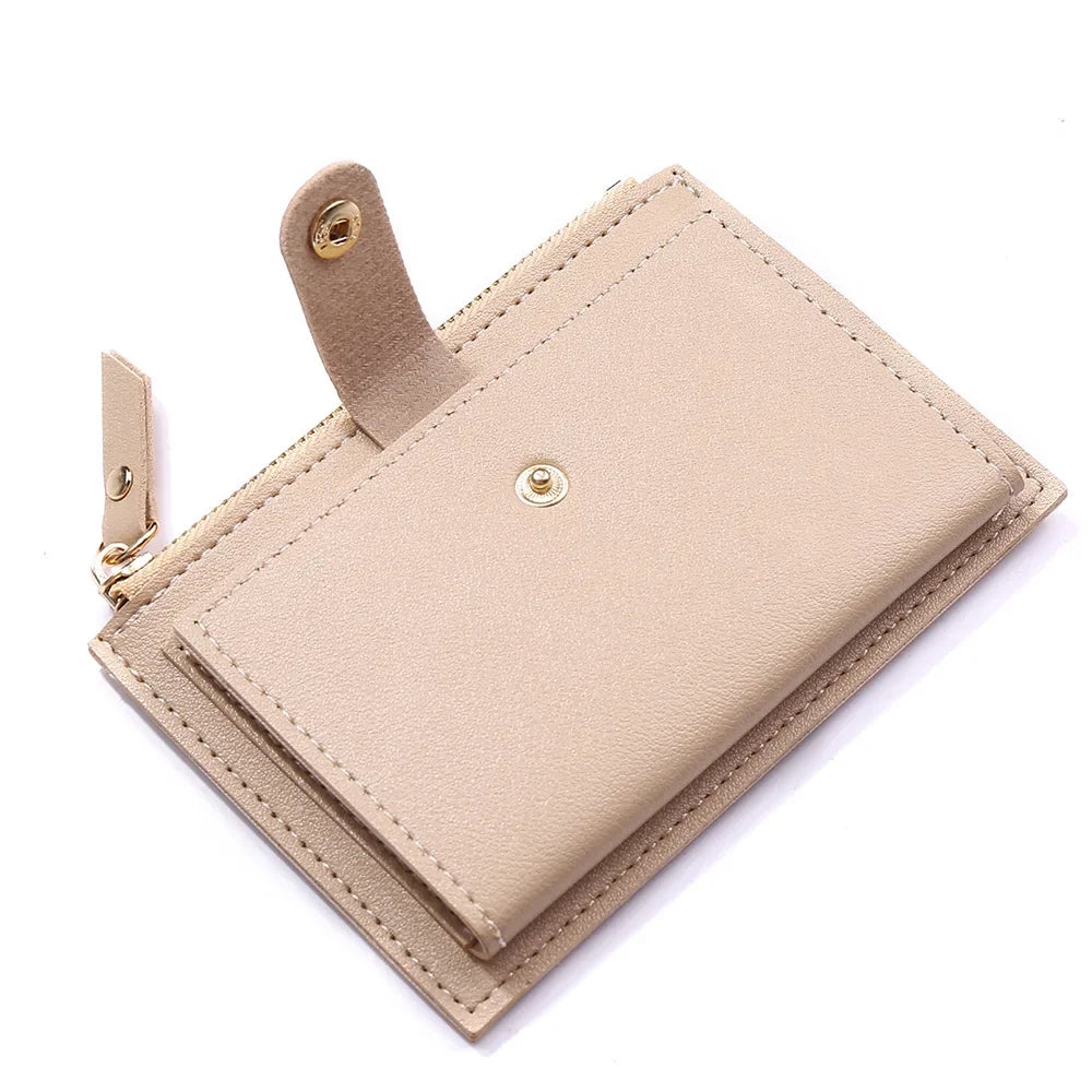 Women Fashion Small Wallet Purse Solid Color PU Leather Mini Coin Purse Wallet Credit Card Holder Bags Zipper Coin Purse