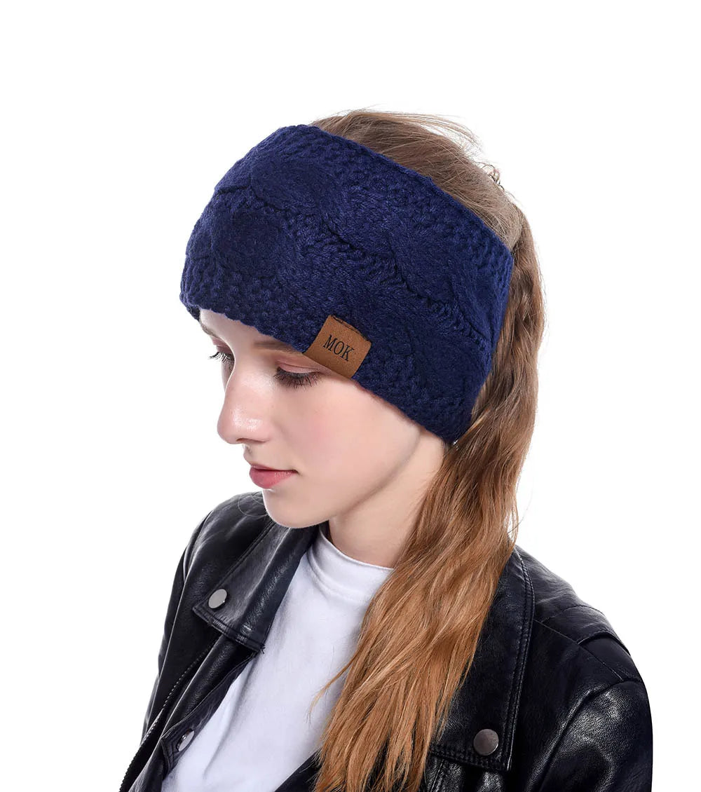 MOK New Hair Accessories Plush Wool Knitting Hair Band In Autumn And Winter Sports Headband Earmuffs Europe 12 Colors