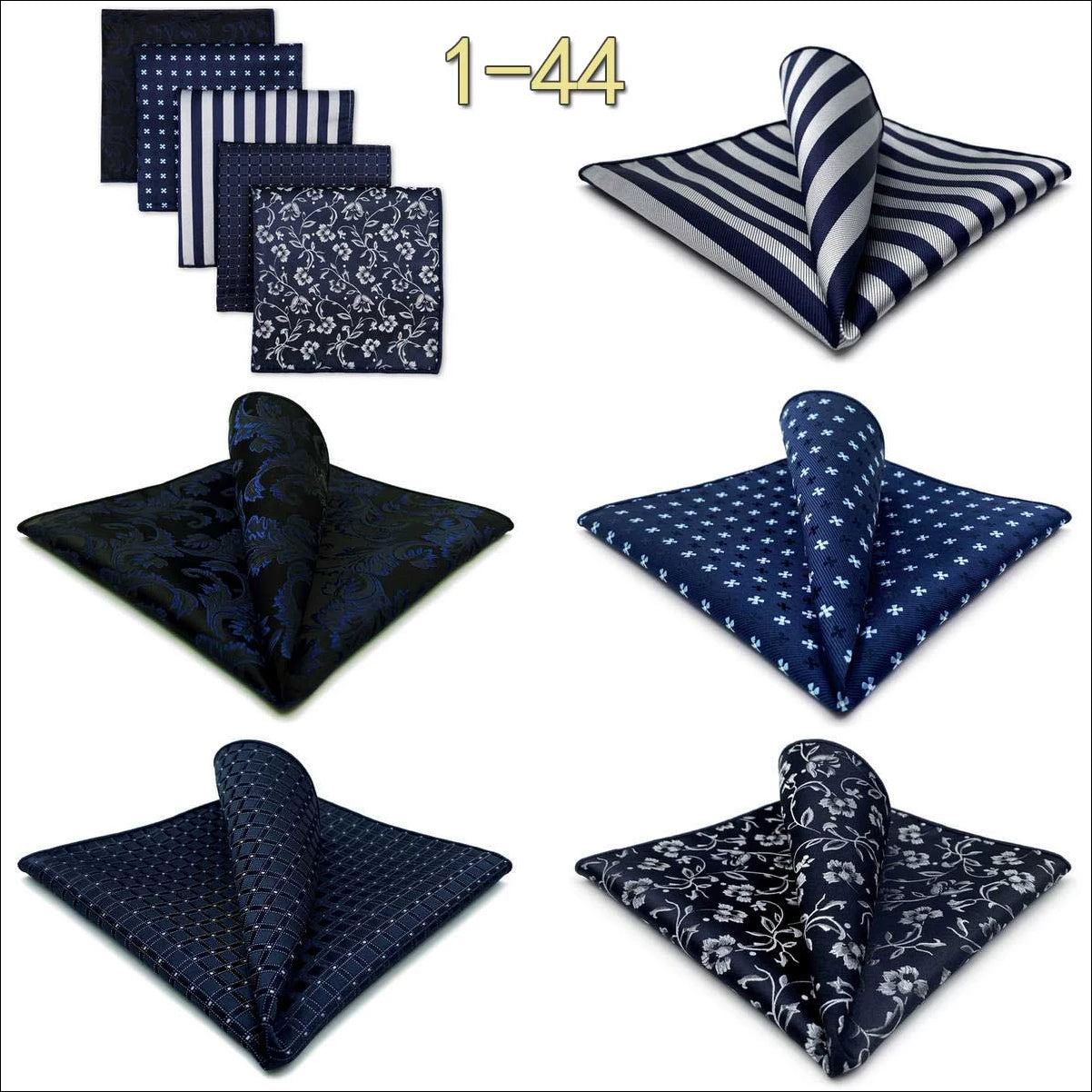 5 Pieces Mens Pocket Squares Wedding Handkerchiefs Set Fashion Formal Bundle Luxury Unique