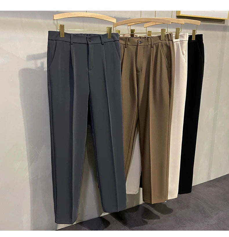 Dress Pants Men Korean Fashion Pleated Pants Chino Pants Men Clothing 2024 Lightweight Cool Trousers