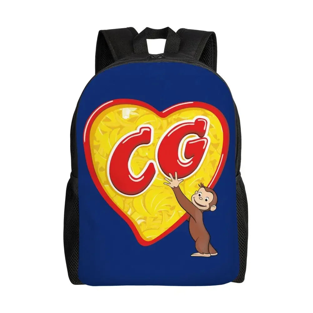 Customized Curious George Backpacks Women Men Casual Bookbag for School College Monkey Bags