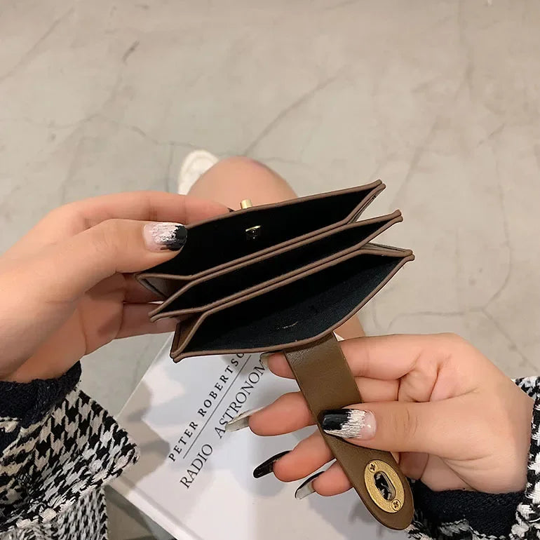 Women's Short Wallet Black Brown Minimalist Versatile Compact Card Bags Coin Purse Money Wallet Monedero Mujer Billetera 지갑