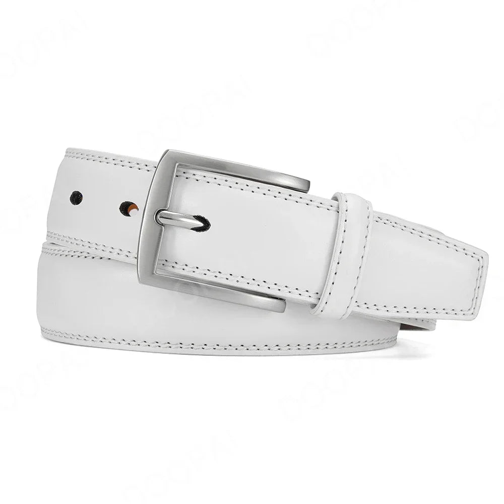 Men Belts High Quality Genuine Leather LONG Large Pin Buckle Metal Automatic Buckle Male Belts Strap Male