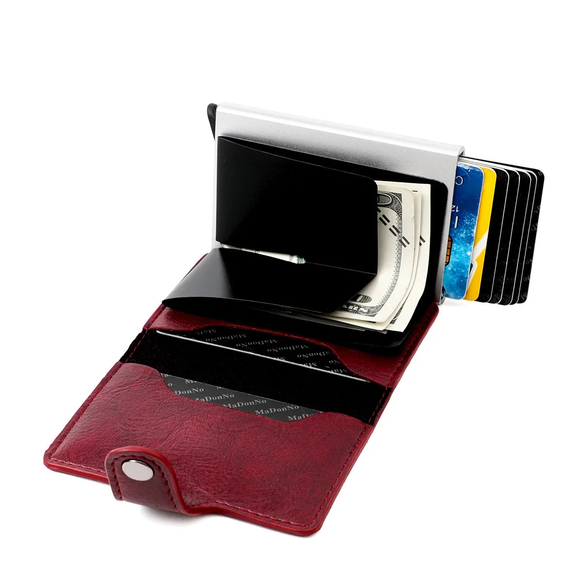 RFID Blocking Credit Card Holder Stainless Steel NFC Anti Scan Business Wallet Genuine PU Leather Purse Money Bag For Men Women