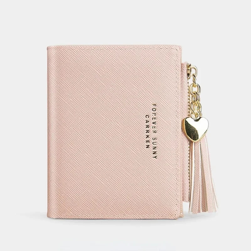 Fashion Women's Wallets Tassel Short Wallet For Woman Zipper Mini rfid Coin Purse Ladies Small Wallet Female Leather Card Holder