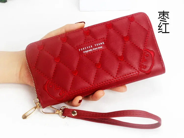 Women Long Wallet Pu Leather Card Holder Large Capacity Hasp Zipper Coin Purse Multi Card Organizer Cell Phone Wristlet Handbag