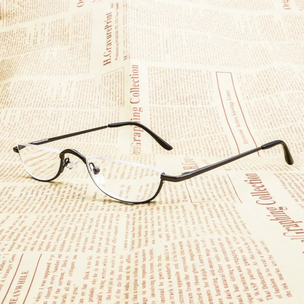 Retro Reading Glasses High-definition Metal Spring Hinges Half Moon Semi Rimless Readers Optical Spectacle Small Frame Eyeglass