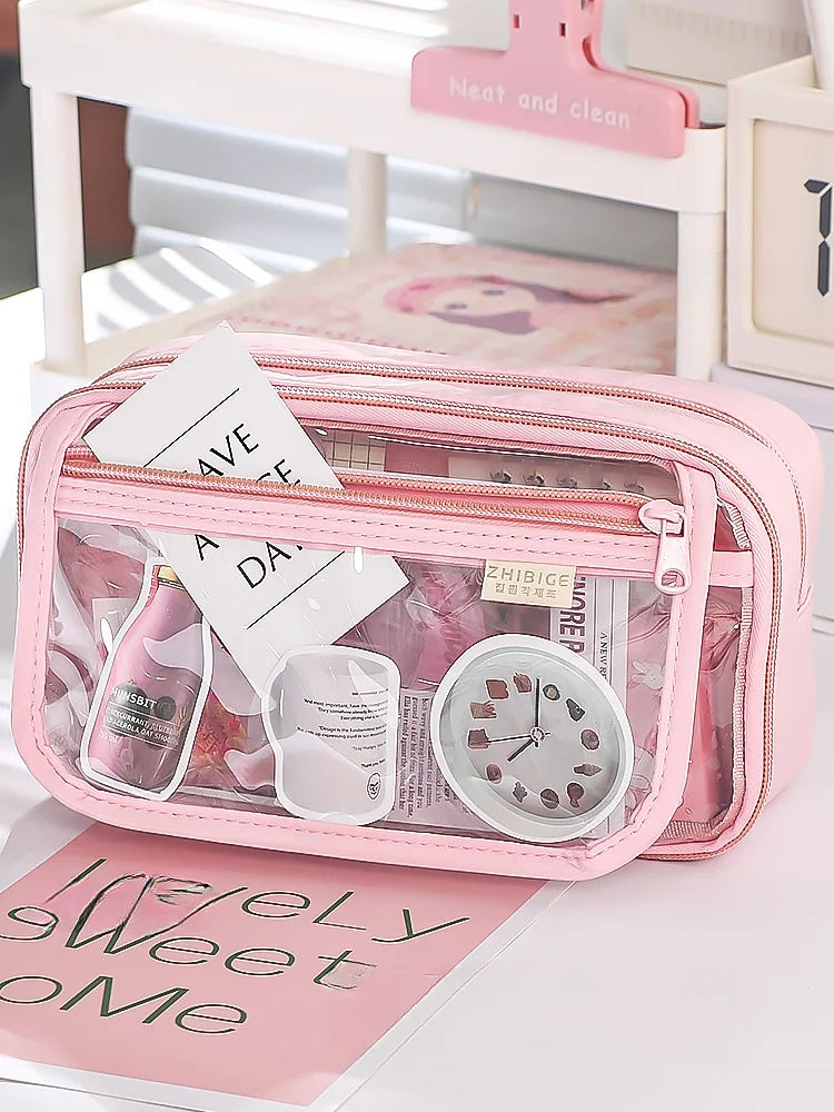 Transparent Pencil Case Lnstagram Style Niche Powerful Stationery Box Good Quality for Elementary School Students Boys and Girls