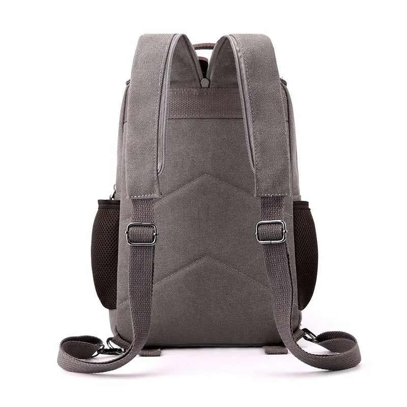 Small Mens Backpack Canvas Casual Backpacks for Men 2024 Mini Male School Bag Rucksack Man Multi-function Crossbody Bag Travel