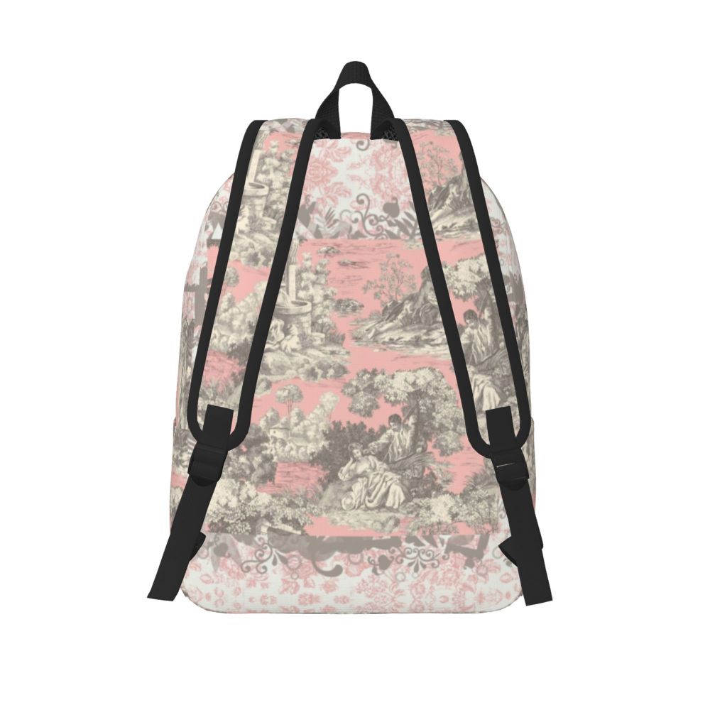 Personalized Navy Blue Toile De Jouy Canvas Backpacks Men Women Basic Bookbag for School College French Countryside Floral Bags