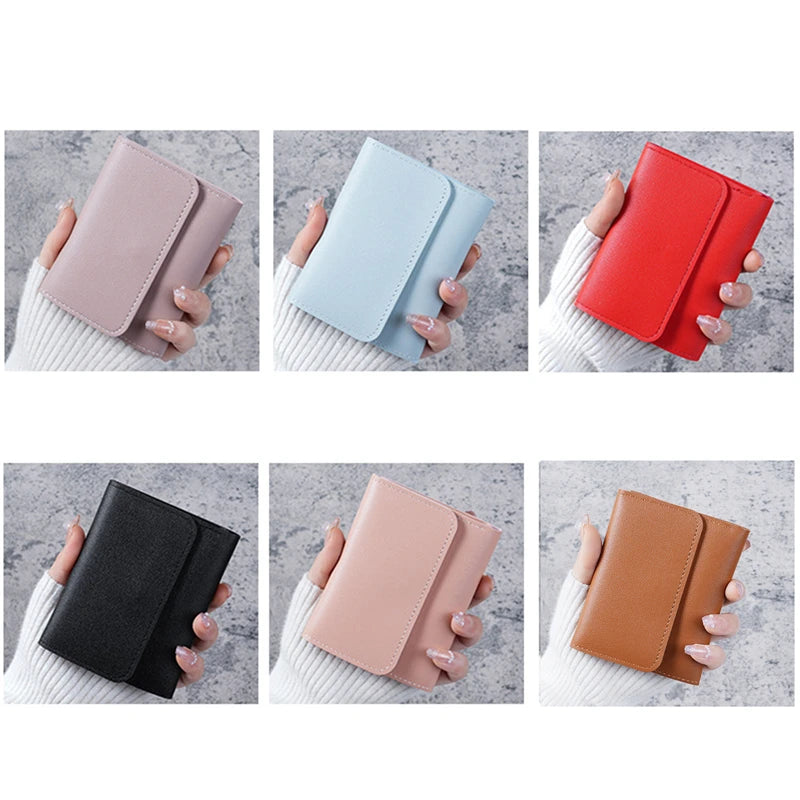 New Cute Wallets for Women Small Hasp Girl Credit Card Holder for PU Leather Coin Purse Female Wallet Short Purses for Women