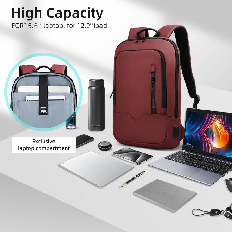 Heroic Knight Business Slim Backpack Men's 15.6" 17" Waterproof Laptop Backpack Fashion Multifunctional Man Work Travel Backpack