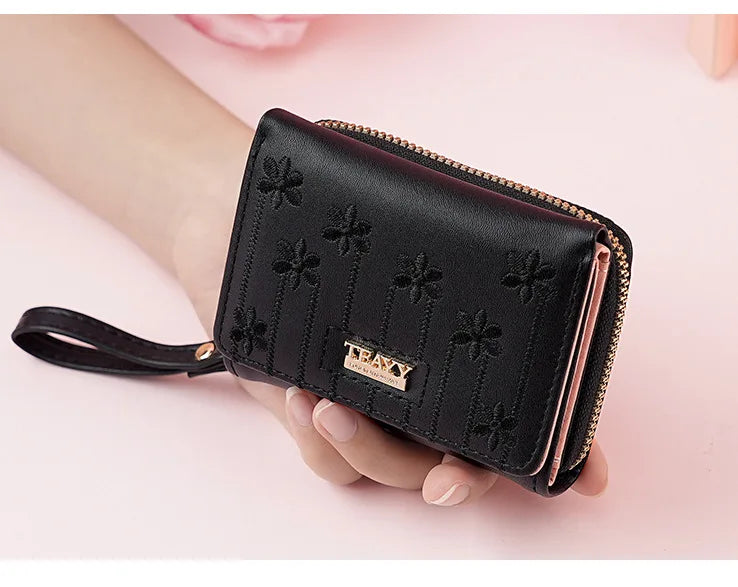 Small Women's Wallet Solid Short Pu Leather Female Wallets Hasp Coin Purse Card Holders for Girls Student 2024 Clutch Money Bag