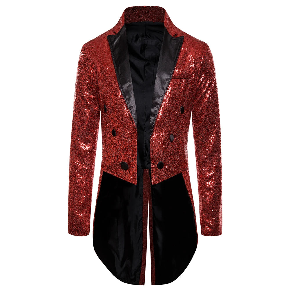 Men's Suit Round Sequin Button Tuxedo Stage Show Wedding Host Dance Festival Celebration Dinner Casual Men's Wear Men's Coat