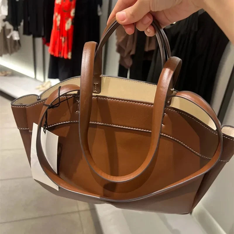 Women Tote Bag Underarm Pouch Large Capacity Pu Leather Shoulder Bag Retro Crossbody Bag Casual Portable Bucket Bags Handbag