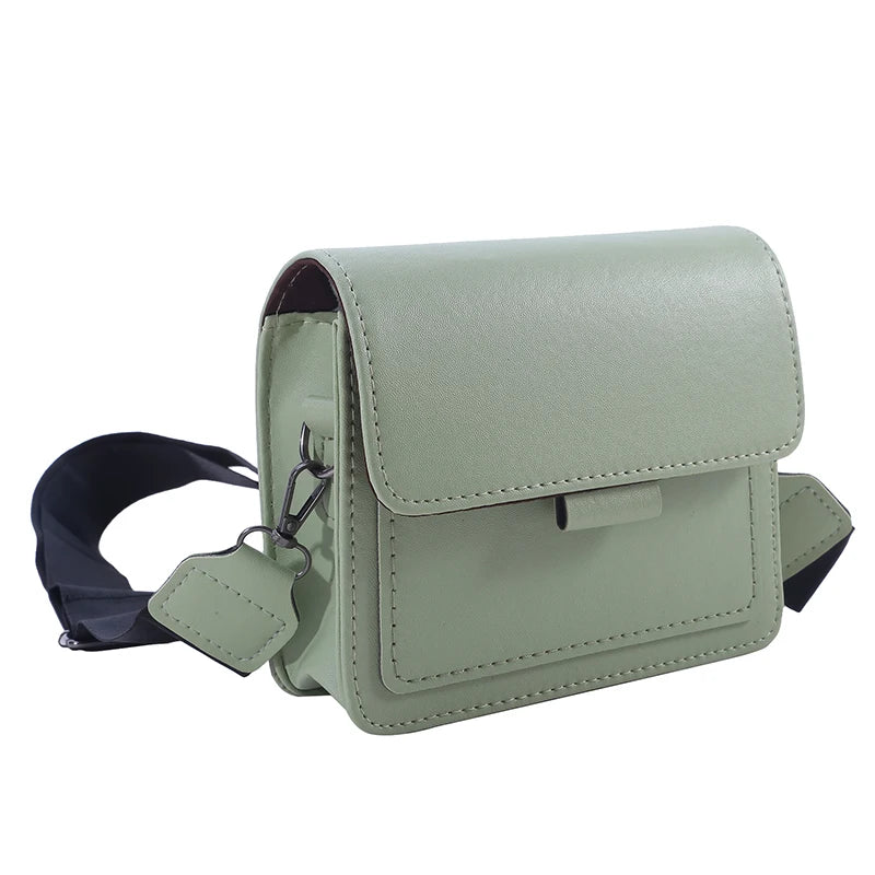 Women Small Square Bag Retro Versatile Wide Shoulder Strap Large Capacity Casual Portable Female One Shoulder Crossbody Bag